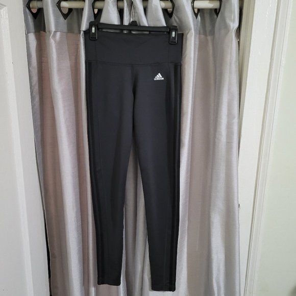 Adidas - Climalite Leggings Dark Grey with Black Stripes - Size S - Picture 1 of 8